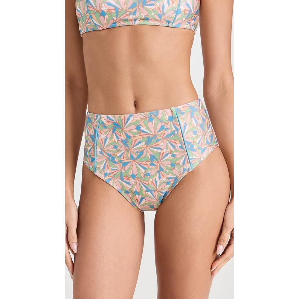 New Shoshanna Calypso High Waist Bikini Bottoms in Pastel Multi Size S